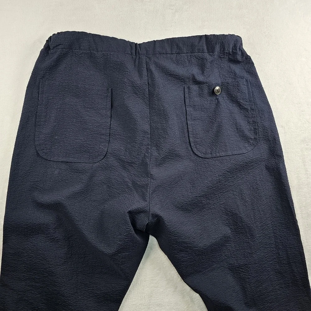 Smock By Mohawk Pants Men XL 32x28 Navy Seersucker Drawstring Pull On Japanese